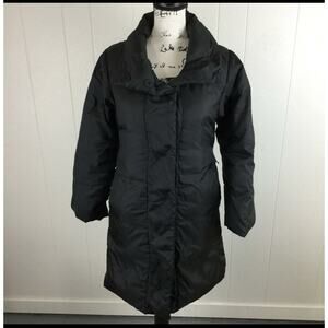 GAP Women’s Small Down Black Puffer Long Coat Cozy Cocoon Minimalist Oversize